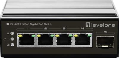 LevelOne IGU-0501 Netwerkschakelaar / 5Port Gigabit PoE DIN-rail,-30 °C tot 65 °C/Gigabit Ethernet (10/100/1000) Power Over Ethernet (PoE)/zwart