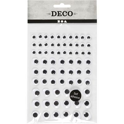 Creativ Company Wiebelogen, zelfklevend, d 8+12+14 mm, wit, 69 stuk, 1 vel