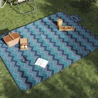 VidaXL Picknickkleed opvouwbaar golven 200x150 cm fluweel blauw - thumbnail