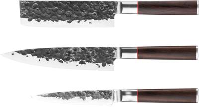 Set di coltelli - FORGIATO - BRUTO - Acciaio giapponese 440c - Manico in legno di Dalbergia - 3 pezzi