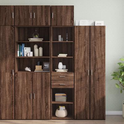 Opbergkast smal 45x42,5x225 cm bewerkt hout bruin eikenkleur - thumbnail