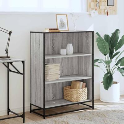 Boekenkast 80,5x35x107,5cm bewerkt hout grijs sonoma eikenkleur