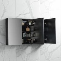 Spiegelkast Tieme mat zwart 120x70x16cm - thumbnail