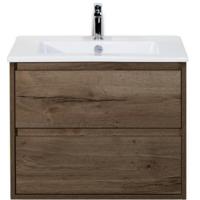Porto Badmeubelset 70 cm - Tabacco - Keramische Wastafel Wit Slim - thumbnail