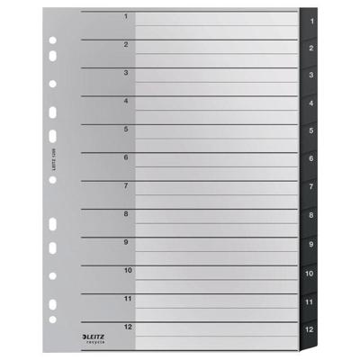 Tabblad leitz recycle a4 1-12 extra breed pp | 3000 stuks