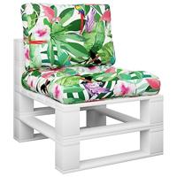 VidaXL Palletkussens 2 st stof meerkleurig - thumbnail