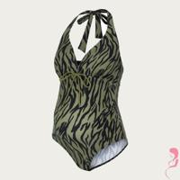 MAMALICIOUS zwangerschapsbadpak Tenja met zebraprint olijfgroen - thumbnail