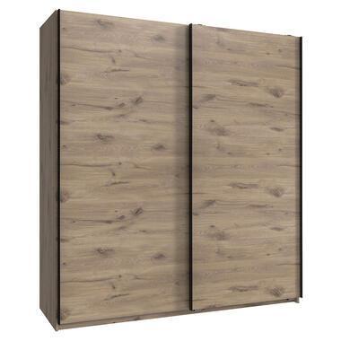 Schuifdeurkast Dex - eikenkleur - 198x180x64 cm - Leen Bakker