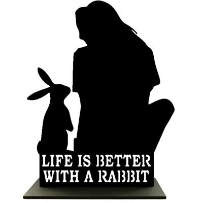 Houten Standaard - Vrouw met Konijn - Pillow Buddies