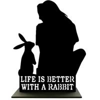 Houten Standaard - Vrouw met Konijn - Pillow Buddies - thumbnail