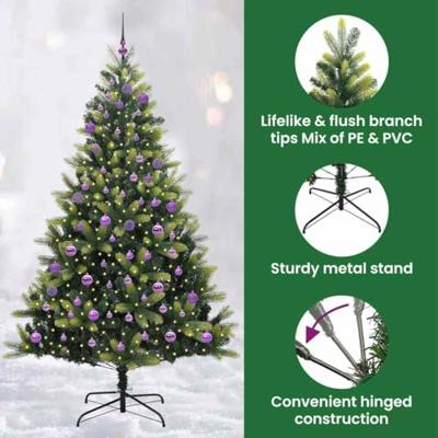 Kunstkerstboom met scharnier 300 LEDs Groen 240 cm PVC en PE