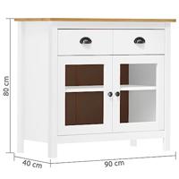 Dressoir Hill Range 90x40x80 cm massief grenenhout wit - thumbnail