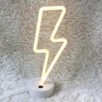 Thunder romantische Neon LED vakantie licht met houder warme Fairy decoratieve Lamp nachtlampje voor kerst huwelijk Party slaapkamer (Warm wit) - thumbnail