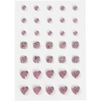 Vivi Gade Strasstenen, rond, vierkant, hart, afm 6+8+10 mm, roze, 35 stuk/ 1 doos - thumbnail