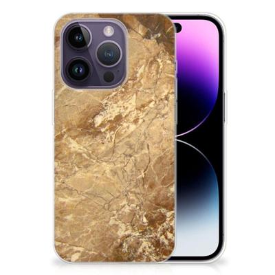 Apple iPhone 14 Pro | TPU | Siliconen hoesje | Marmer Creme Apple iPhone 14 Pro | TPU | Siliconen hoesje | Marmer Creme