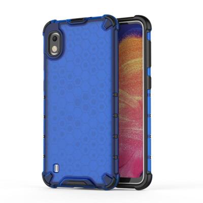 Schokbestendige honingraat PC + TPU Case voor Galaxy A10 (blauw)