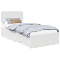 Bedframe met hoofdeinde met lade Wit 90 x 190 cm Bewerkt hout - thumbnail