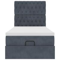 Ottoman bed met matrassen 100x200cm fluweel donkergrijs - thumbnail