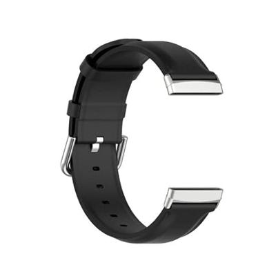 Fitbit Versa 3/4 & Sense 1/2 leren bandje - Zwart