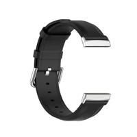 Fitbit Versa 3/4 & Sense 1/2 leren bandje - Zwart - thumbnail