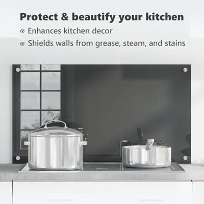 VidaXL Keuken spatscherm donkergrijs 90 x 50 cm gehard glas