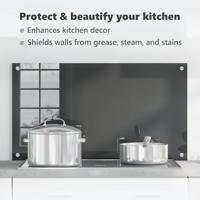 VidaXL Keuken spatscherm donkergrijs 90 x 50 cm gehard glas - thumbnail