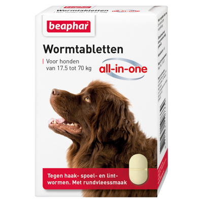 Beaphar Wormtabletten all-in-one Honden vanaf 17.5KG Beaphar Wormtabletten all-in-one Honden vanaf 17.5KG