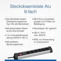 As-Schwabe As schwabe meervoudige verdeler aluminum socket strip 6-fach - thumbnail