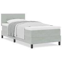 Boxspringbed met matras fluweel lichtgrijs Single - thumbnail