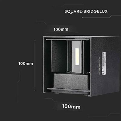 V-TAC VT-759-B-N LED Vierkante Wandlamp - Bridgelux - IP65 Waterdicht - Zwart - 5W - 700 Lumen -