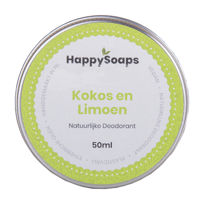 Happysoaps Deodorant kokos en limoen 45 Gram Happysoaps Deodorant kokos en limoen 45 Gram