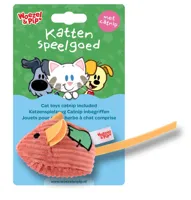 Kattenspeelgoed muis corduroy+catnip 8cm rood - thumbnail