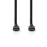 Nedis USB-Kabel | USB 2.0 | USB-C Male | USB-C Male | 60 W | 480 Mbps | Vernikkeld | 1.50 m | Rond | Silicone | Zwart | Doos - CCGB60820BK15 - thumbnail