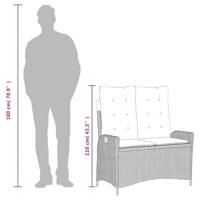 Tuinbankje verstelbaar met kussens poly rattan zwart - thumbnail