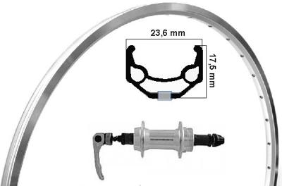 Ryde achterwiel Zac 19 28 inch freewheel uitval zilver