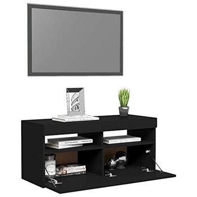 Tv-meubel met LED-verlichting 90x35x40 cm zwart