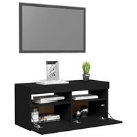 Tv-meubel met LED-verlichting 90x35x40 cm zwart - thumbnail