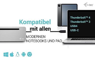 Hub USB-C i-Tec C31FLAT2PDPRO Zilverkleurig - thumbnail