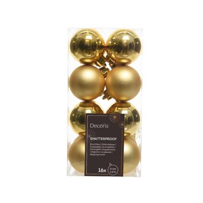 Decoris Kerstballen kunststof goud dia 4cm 16dlg Decoris Kerstballen kunststof goud dia 4cm 16dlg
