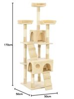 VidaXL Kattenkrabpaal met sisal krabpalen 170 cm beige - thumbnail