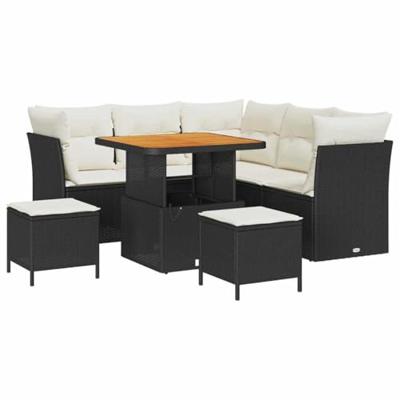 Tuinbankenset 8 pcs Zwart poly rattan