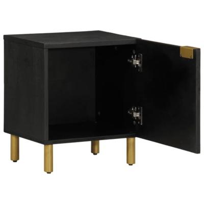 Nachtkastje 2 st 40x33x46 cm massief mangohout zwart