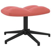 Relaxstoel met voetenbank fluweel roze - thumbnail