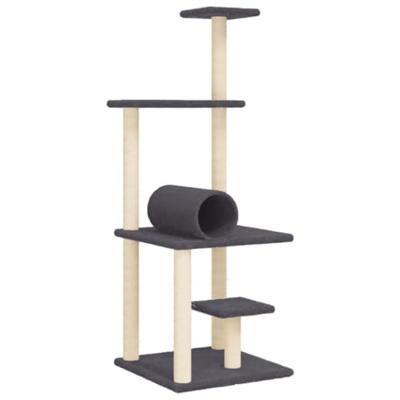 Kattenmeubel met sisal krabpalen 136 cm donkergrijs - thumbnail