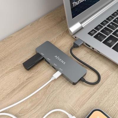AISENS HUB USB 3.2 GEN2 10G A/M-2xTYP C/H-2xUSB-A/H 15CM GRAU