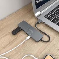 AISENS HUB USB 3.2 GEN2 10G A/M-2xTYP C/H-2xUSB-A/H 15CM GRAU - thumbnail