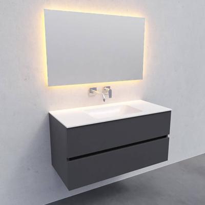 Badkamermeubel Solid Surface BWS Oslo 100x46 cm Midden Mat Antraciet (zonder kraangaten)