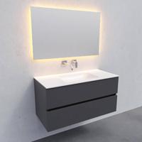 Badkamermeubel Solid Surface BWS Oslo 100x46 cm Midden Mat Antraciet (zonder kraangaten) - thumbnail