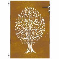 Poort 85x150 cm boomontwerp cortenstaal - thumbnail