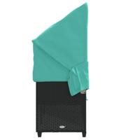 Ligbed met luifel en kussens poly rattan zwart - thumbnail